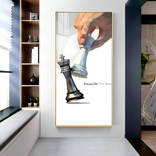 Focus On The Best Motivational Glass Finish Vertical Wall Art