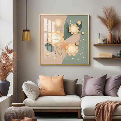 Petal Palette Glass Finish Square Wall Art