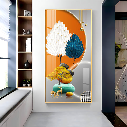 Orange Blossom Glass Finish Vertical Wall Art