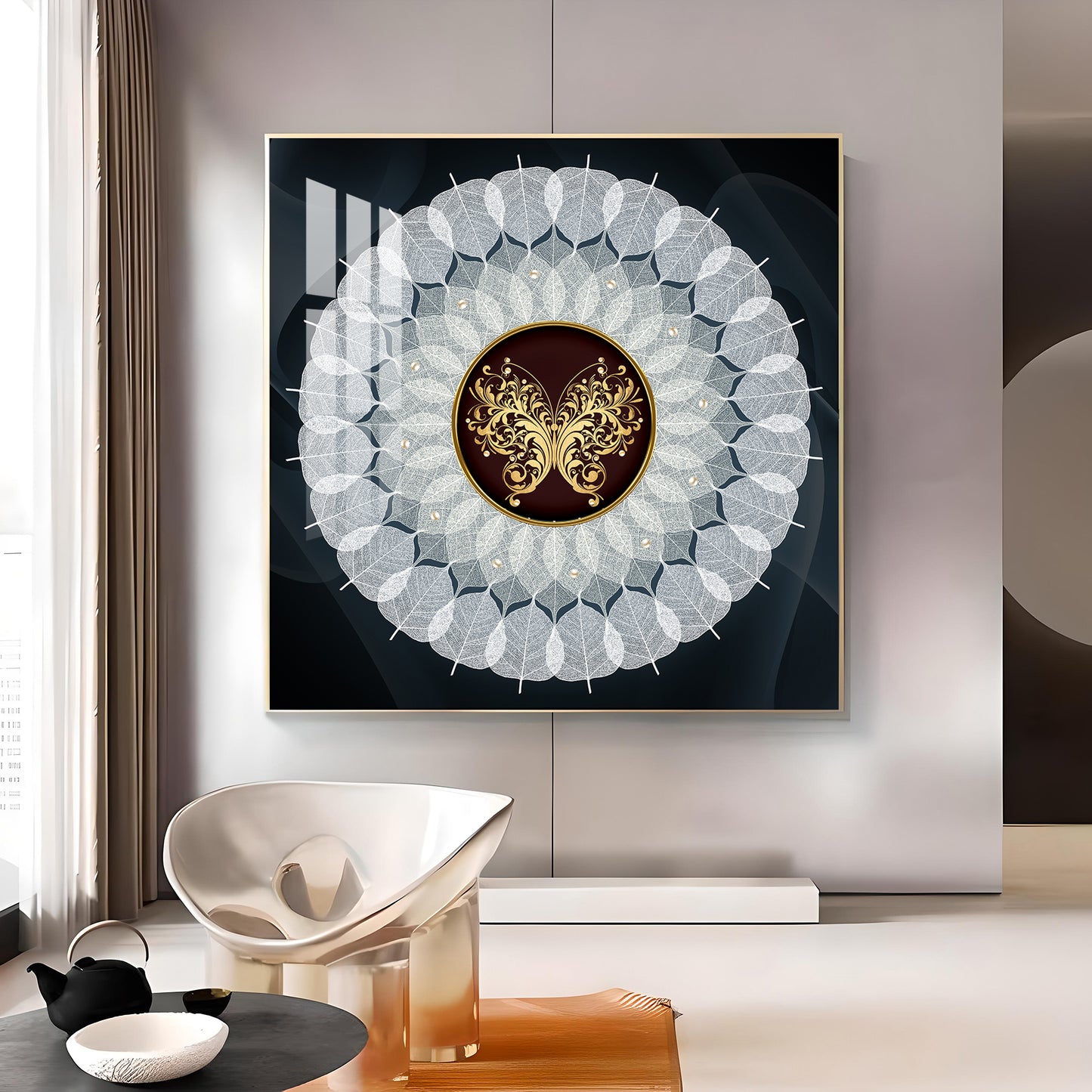 Celestial Flutter Glass Finish Square Wall Art