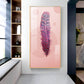 Pink Plume Glass Finish Vertical Wall Art