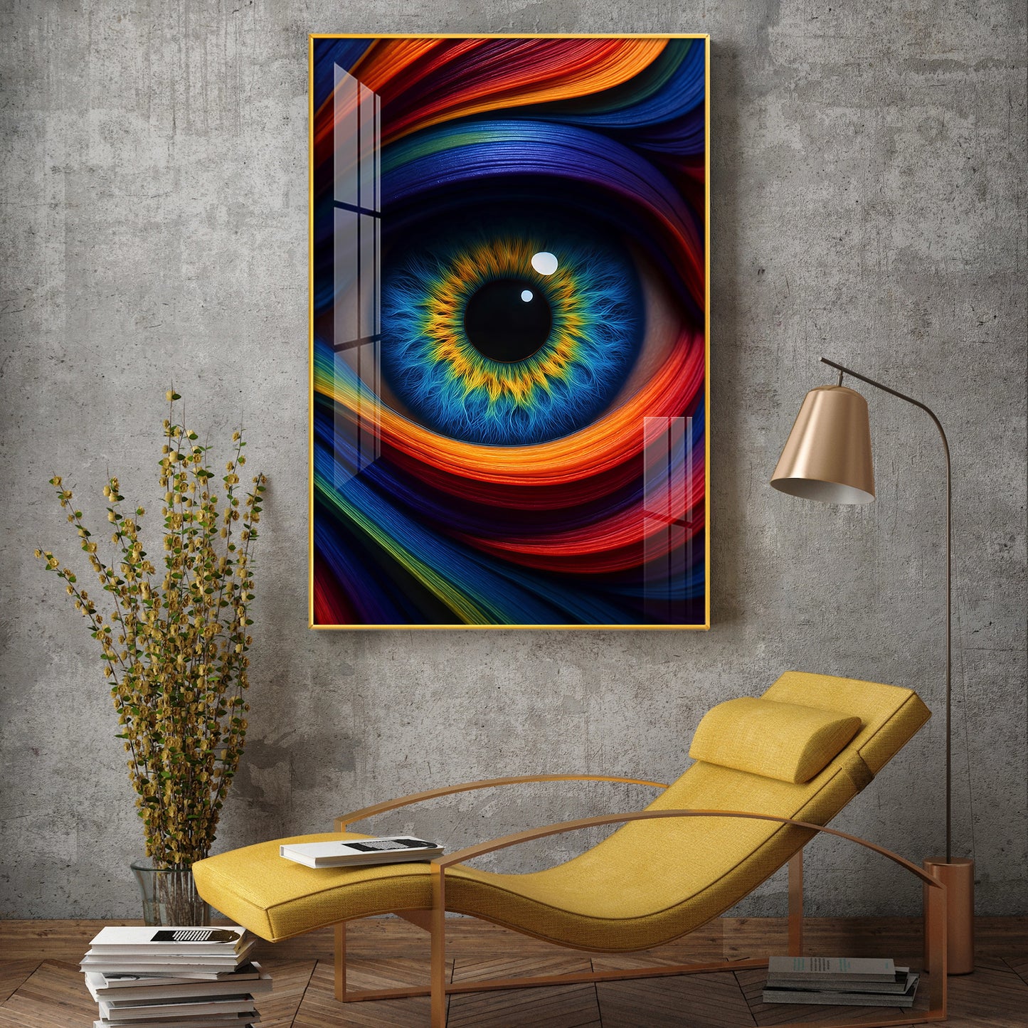 Colorful Eye Glass Finish Vertical Wall Art