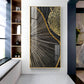 Golden Abyss Glass Finish Vertical Wall Art