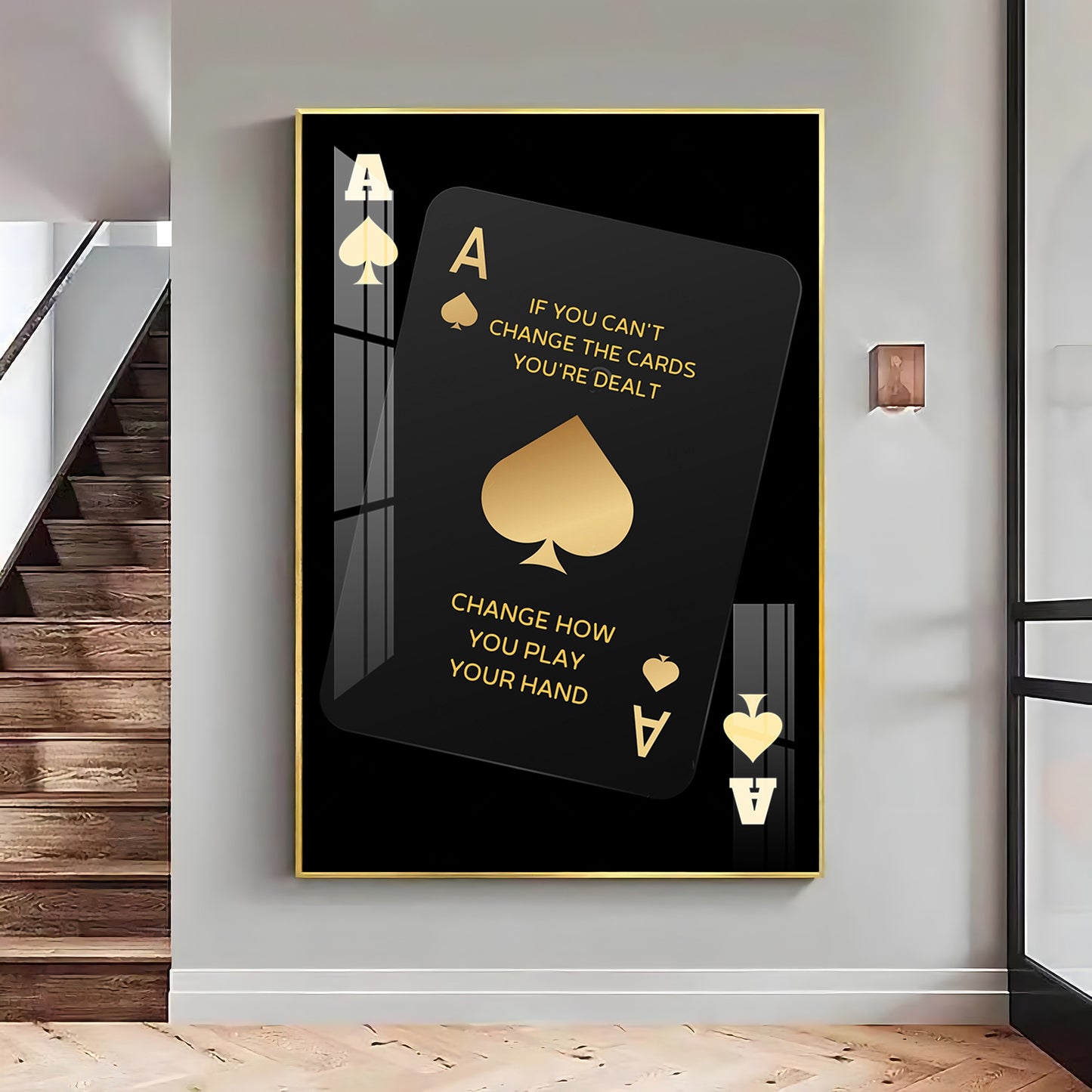 Luxe Ace of Spades Glass Finish Vertical Wall Art