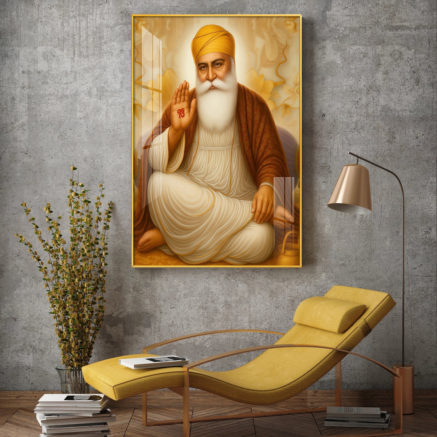 Spiritual Waheguru ji Glass Finish Vertical Wall Art