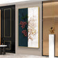 Dual Floral Marble Glass Finish Vertical Wall Art