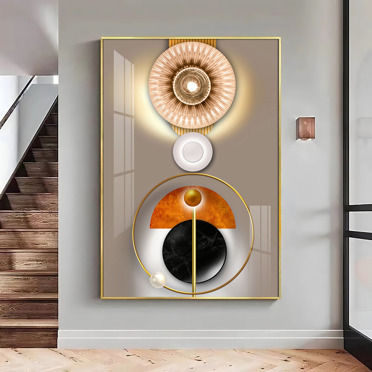 Circle of Modernity Glass Finish Vertical Wall Art