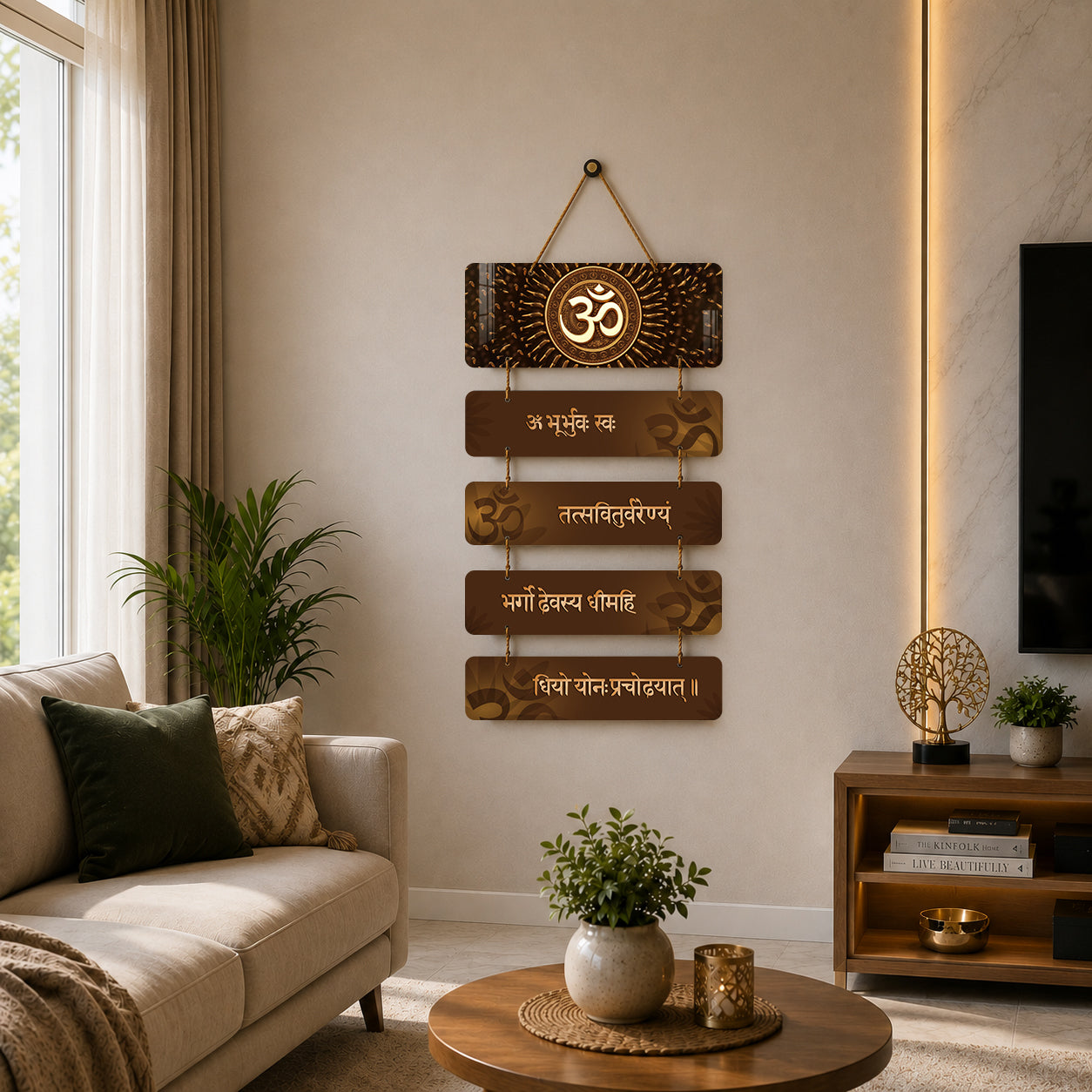 Gayatri Mantra Wooden Wall Hanging