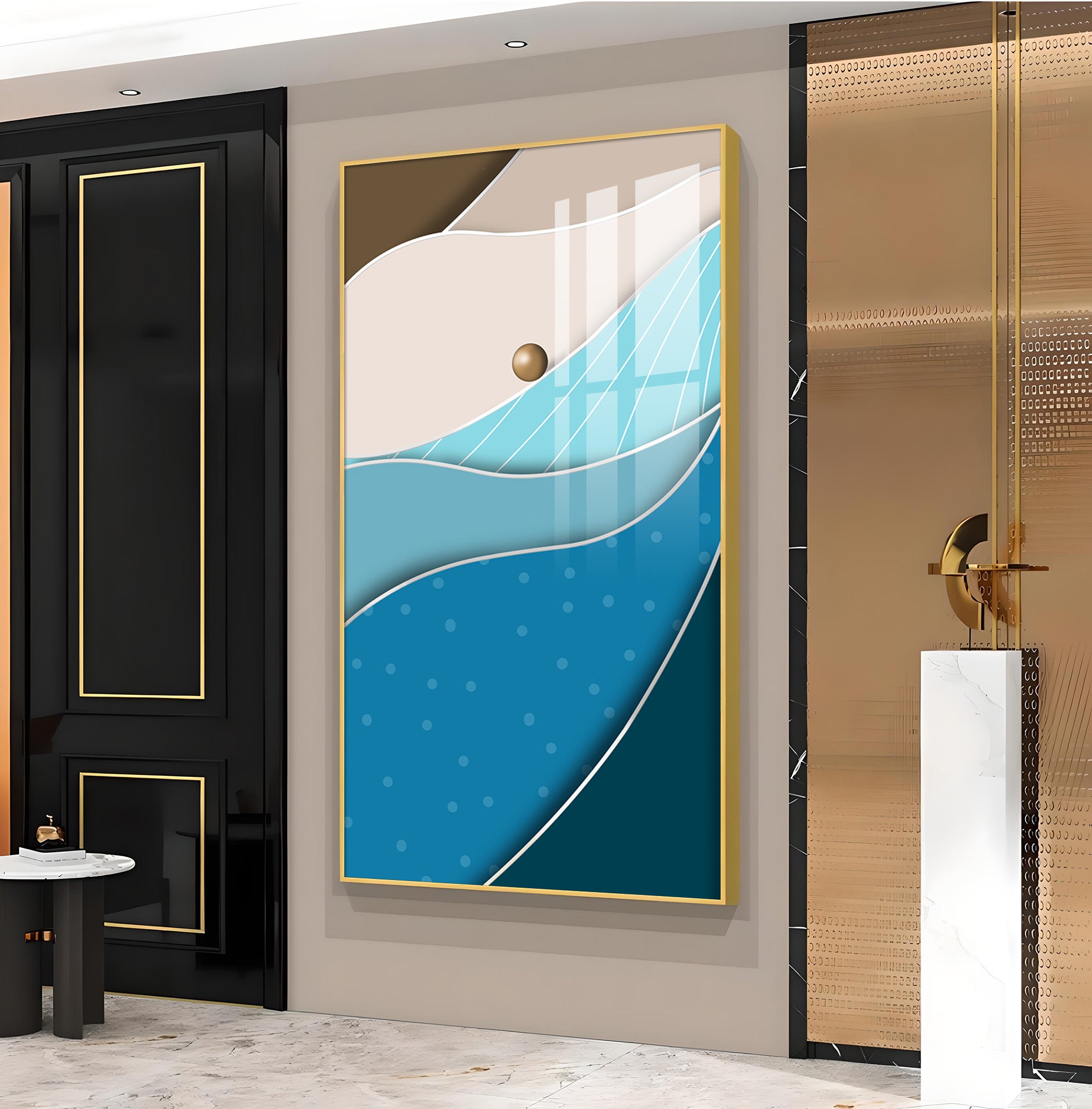 WaveStone Harmony Glass Finish Vertical Wall Art