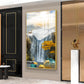Alpine Gold Reindeer Waterfall Glass Finish Vertical Wall Art