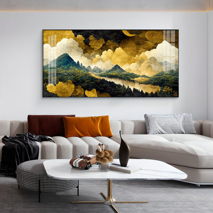 Golden Skies Glass Finish Horizontal Wall Art