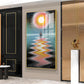 Sunlit Voyage Glass Finish Vertical Wall Art