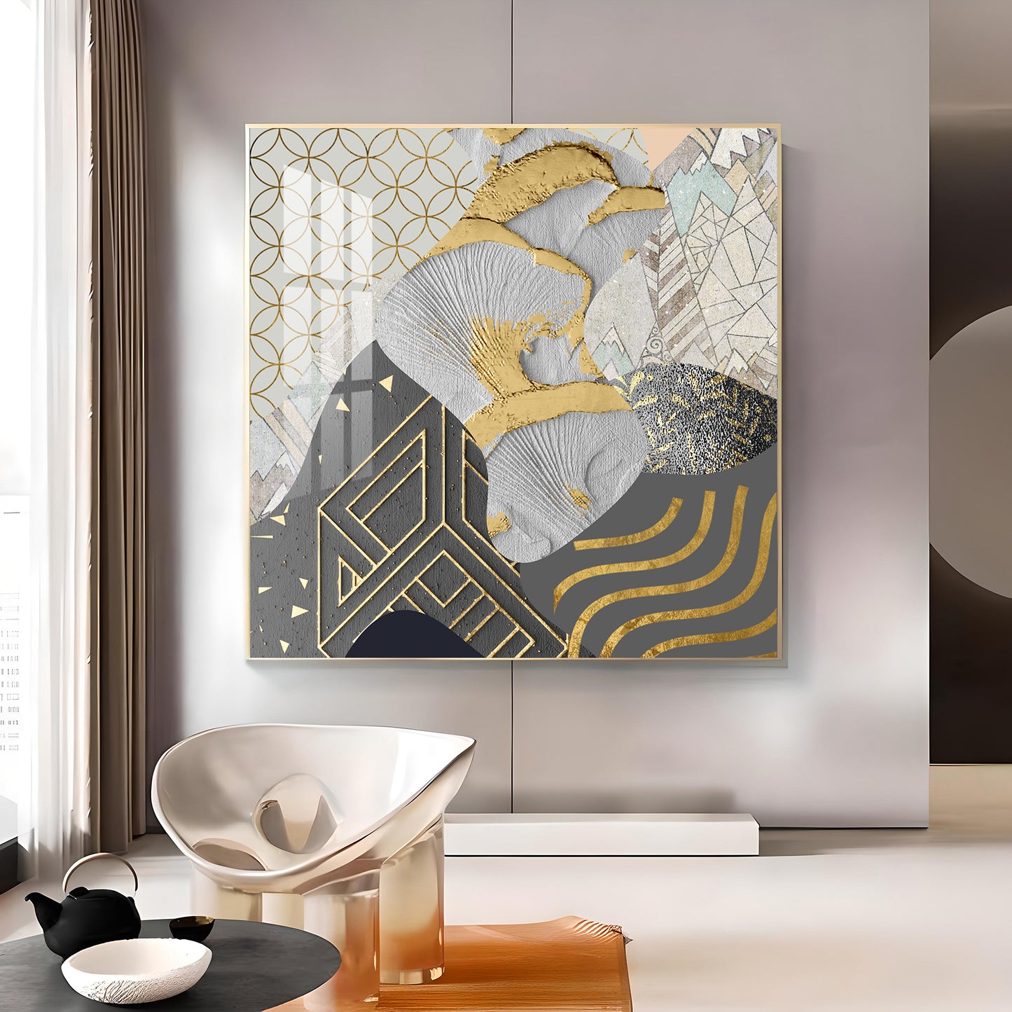 Chromatic Elevation Glass Finish Square Wall Art