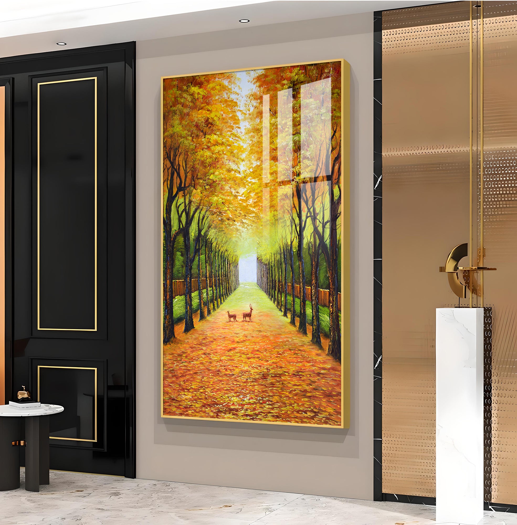 Tranquil Trails Glass Finish Vertical Wall Art