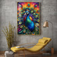 Beautiful Peacock Glass Finish Vertical Wall Art