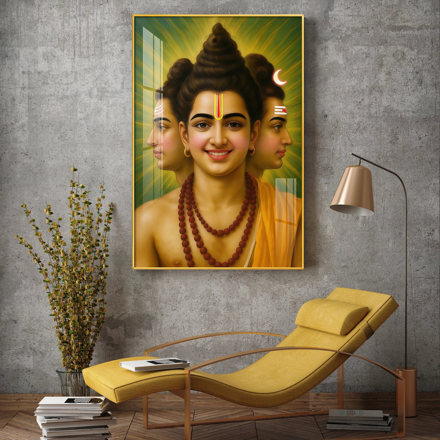 Sri Dattatreya Swami Glass Finish Vertical Wall Art