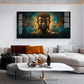 Lord Buddha Golden Glass Finish Horizontal Wall Art
