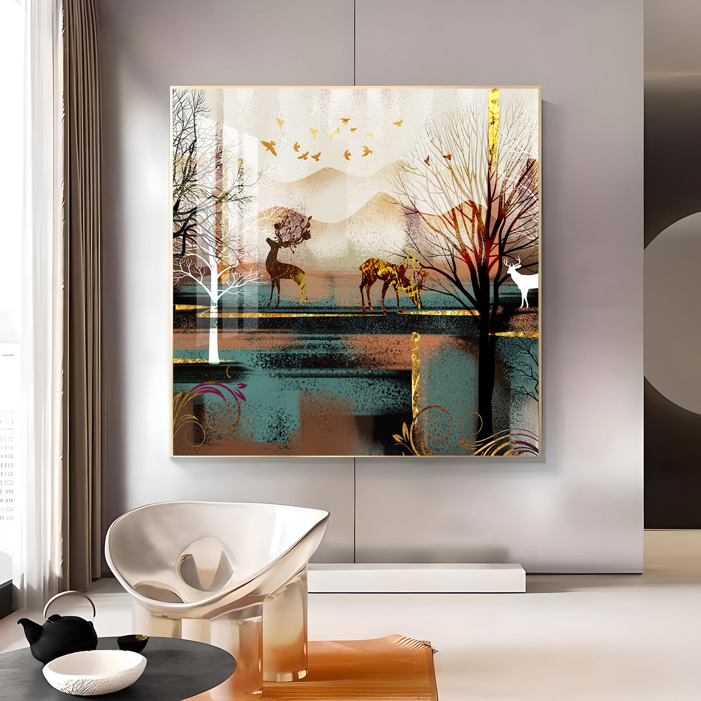 Modern Wildlife Glass Finish Square Wall Art