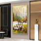 Portrait of Deer and Blossoms Glass Finish Vertical Wall Art
