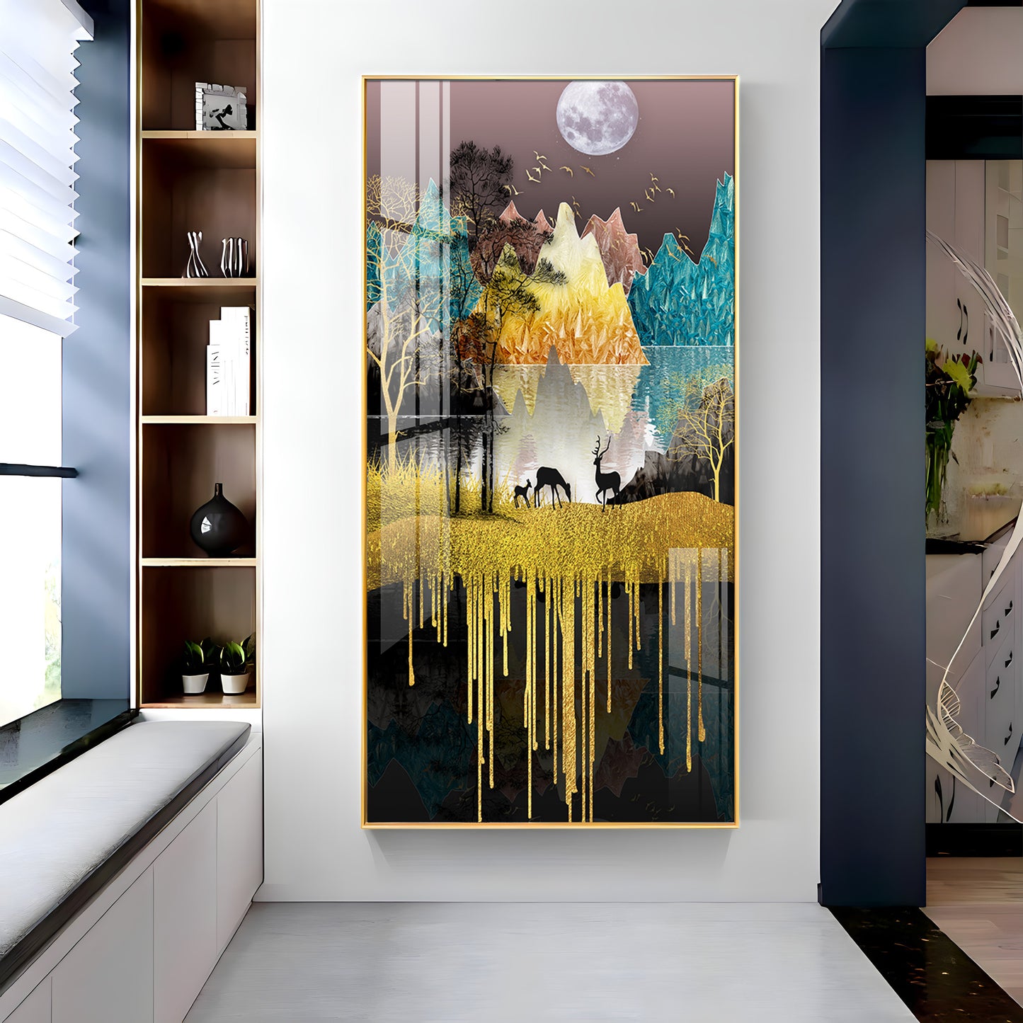 Forest Serenity Glass Finish Vertical Wall Art