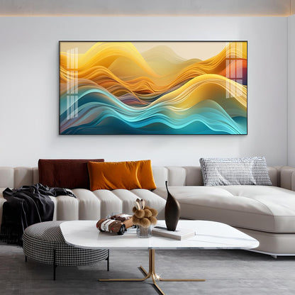 Waves Elegance Glass Finish Horizontal Wall Art