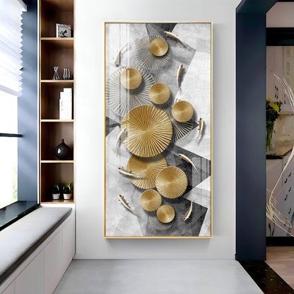 Opulent Whispers Glass Finish Vertical Wall Art