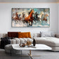 Running Horses Vastu Glass Finish Horizontal Wall Art