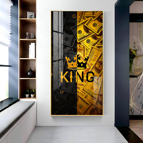 King Motivational Glass Finish Vertical Wall Art