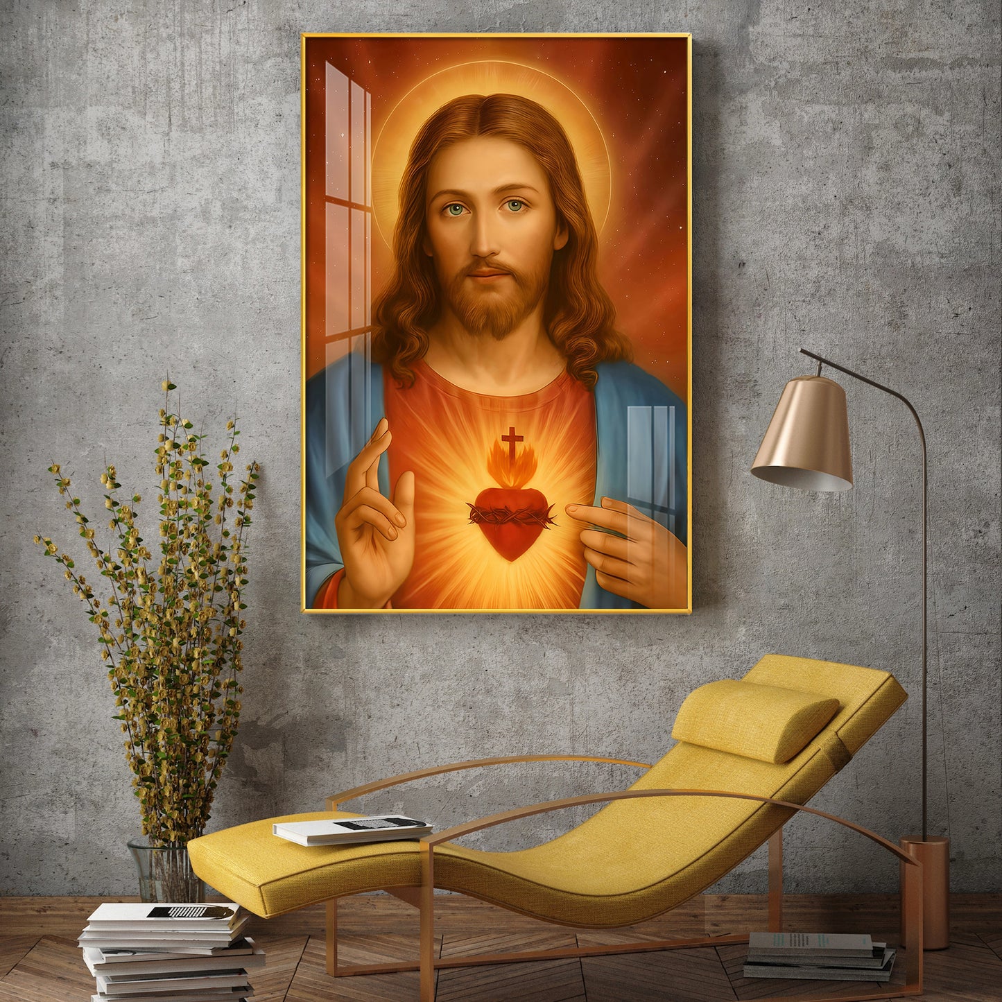 Father Lord Jesus Glass Finish Vertical Wall Art