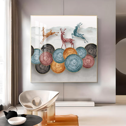 Deer’s Odyssey Glass Finish Square Wall Art