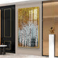 Autumnal Birch Reverie Glass Finish Vertical Wall Art