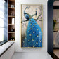 Dual Peacock Serenity Glass Finish Vertical Wall Art