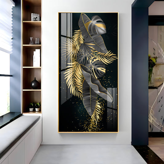 Opulent Avian Glass Finish Vertical Wall Art