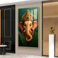 Vibrant Lord ganesha Artwork Glass Finish Vertical Wall Art