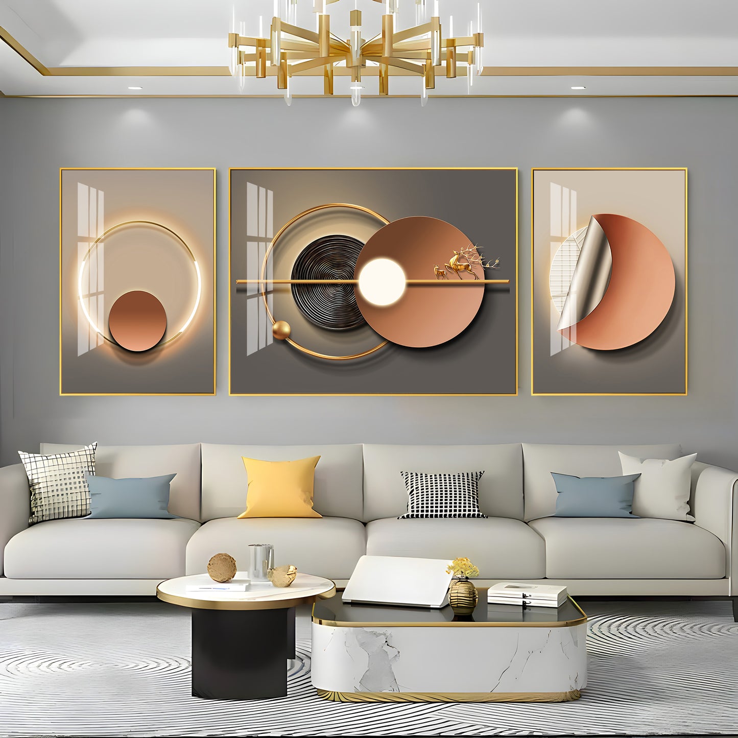 Opulent Vision Glass Finish Wall Art (Set Of 3)