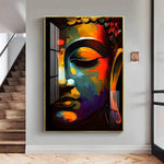 Buddha's Embrace Glass Finish Vertical Wall Art