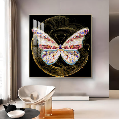 Nocturnal Wings Glass Finish Square Wall Art