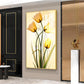 Radiant Yellow Tulips Glass Finish Vertical Wall Art