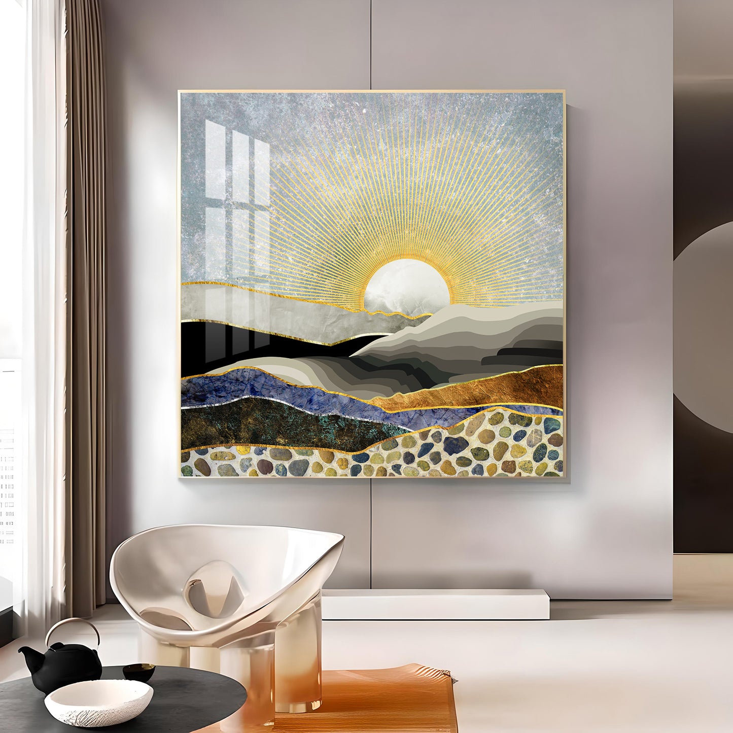 Evening Glow Glass Finish Square Wall Art