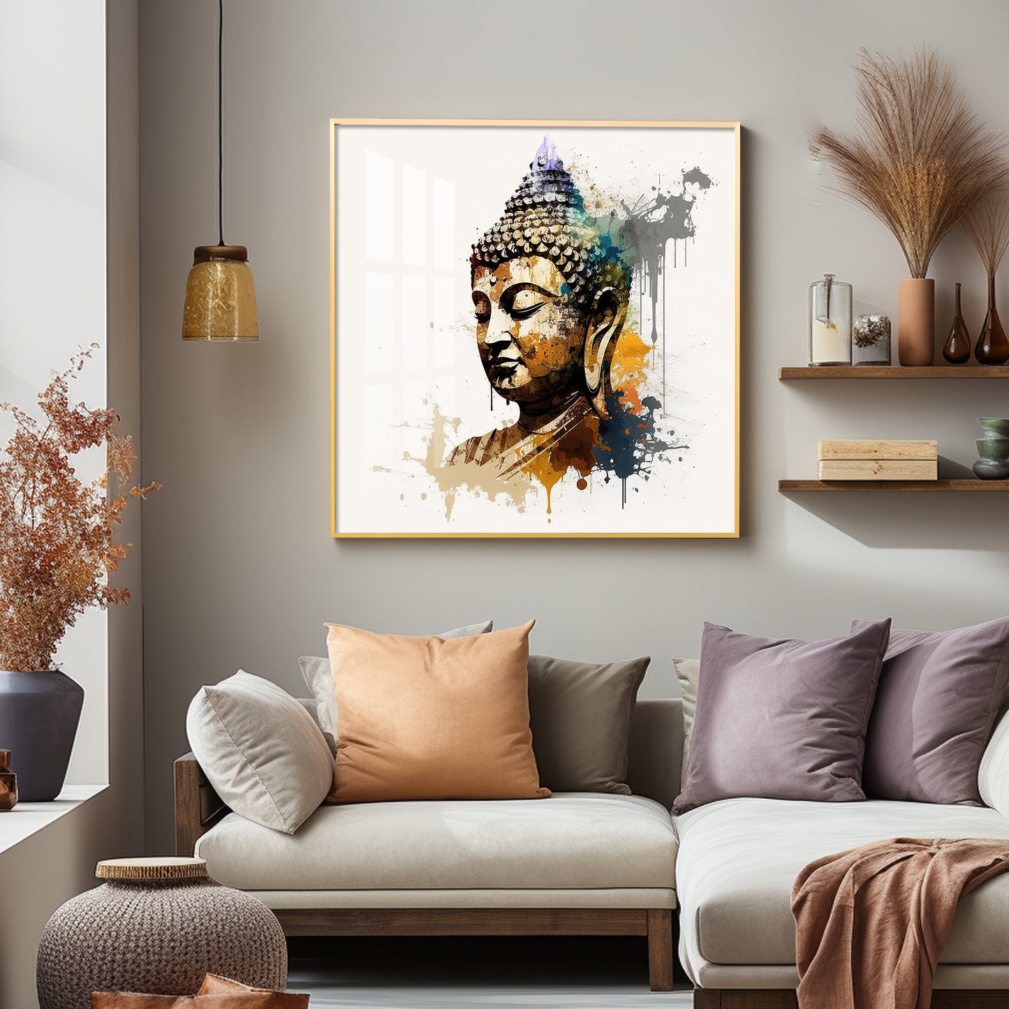 Buddha's Serenity Glass Finish Square Wall Art