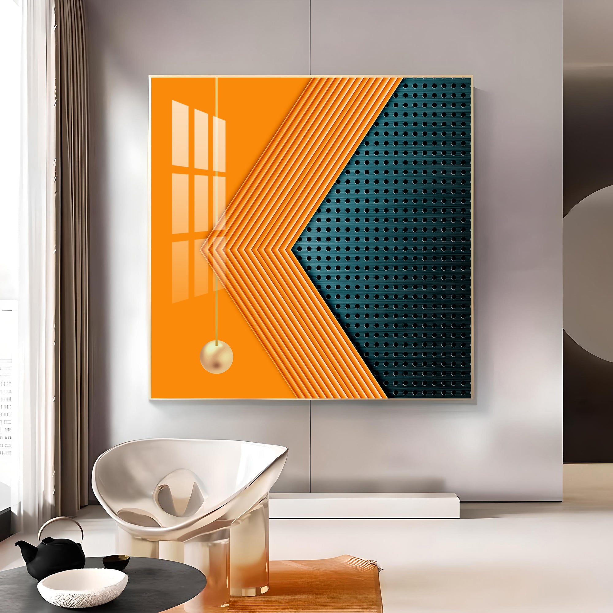 Abstract Expression Glass Finish Square Wall Art