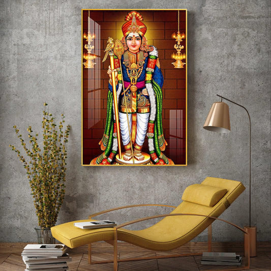 Divine Lord Murugan Spiritual Glass Finish Wall Art