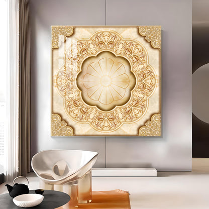 Ornate Masterpiece Glass Finish Square Wall Art