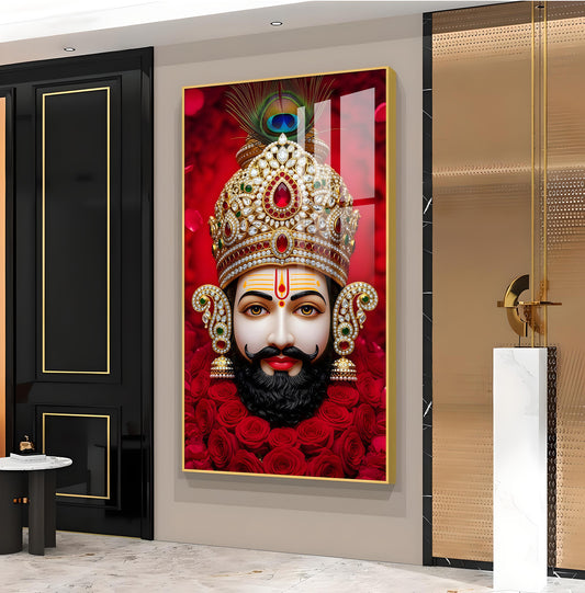 Shyam Baba Glass Finish Vertical Wall Art