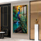 Majestic Peacock by Waterfall Glass Finish Vertical Wall Art
