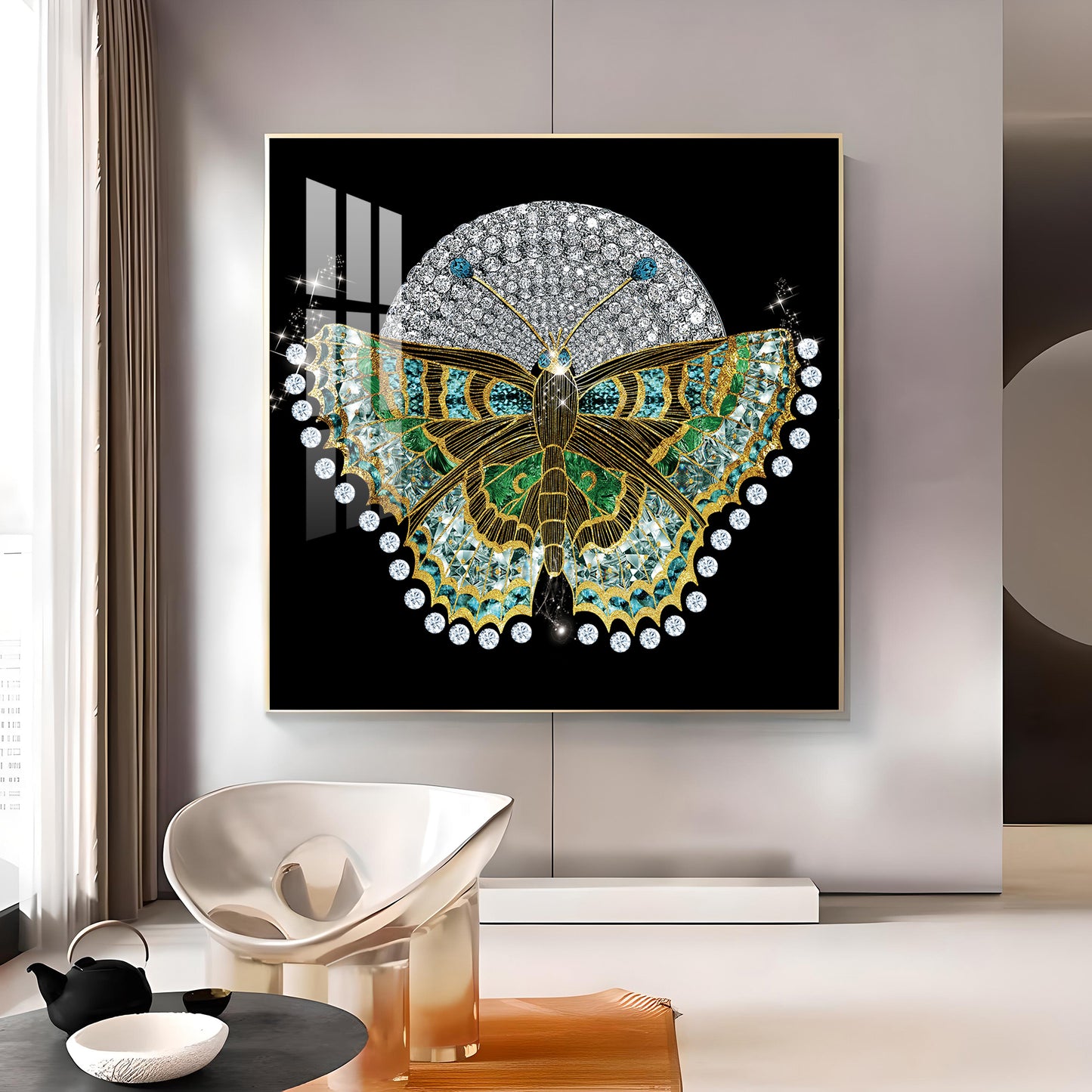 Butterfly Bliss Glass Finish Square Wall Art