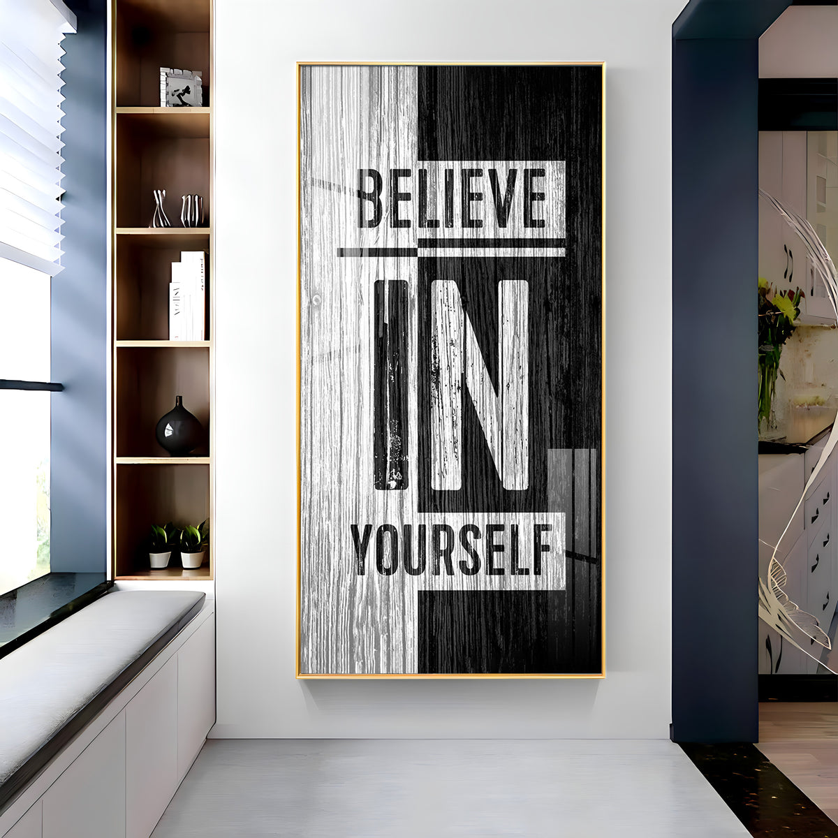 Believe In Yourself Motivational Glass Finish Vertical Wall Art