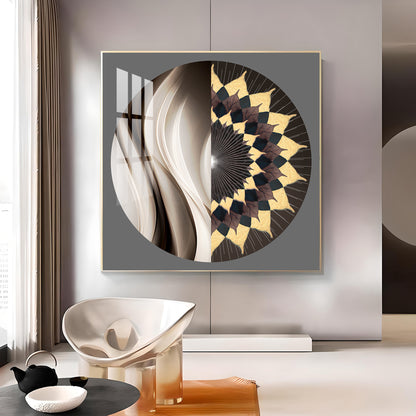 Dynamic Form Glass Finish Square Wall Art