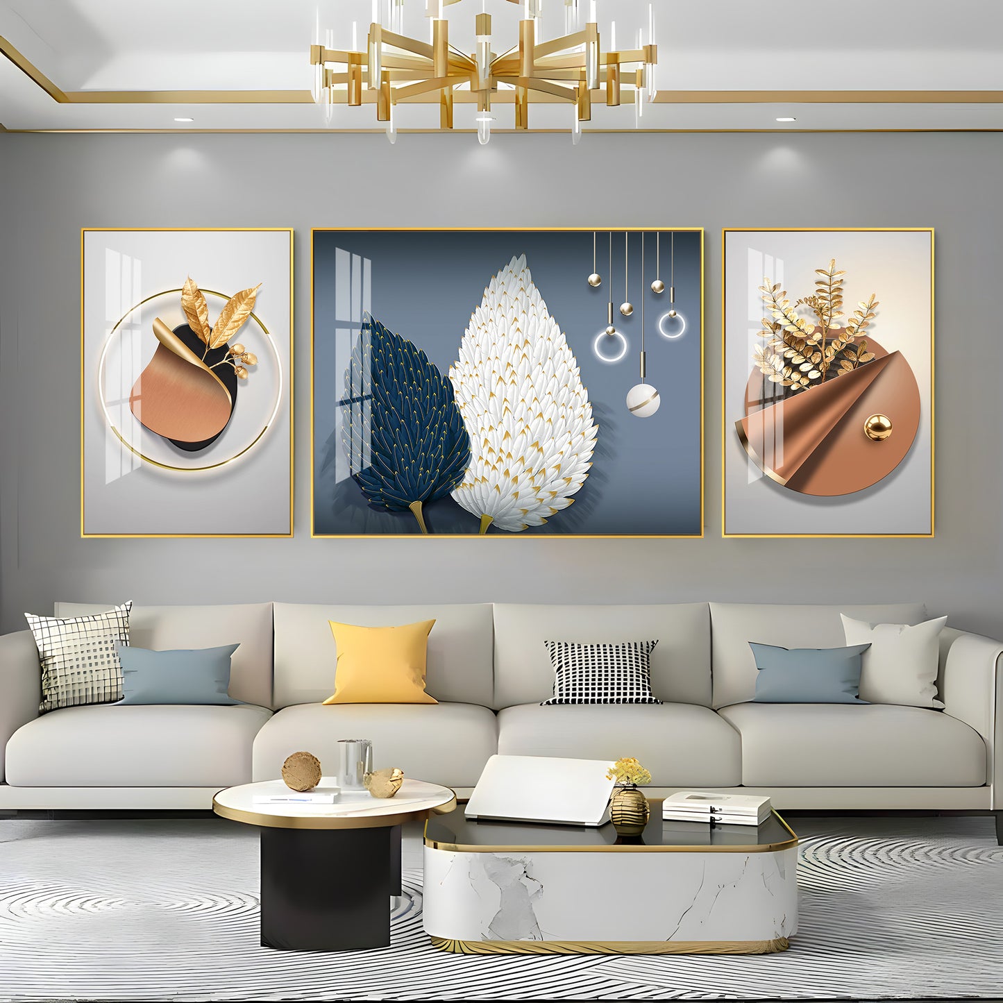 Blossom of Expression Glass Finish Wall Art (Set Of 3)