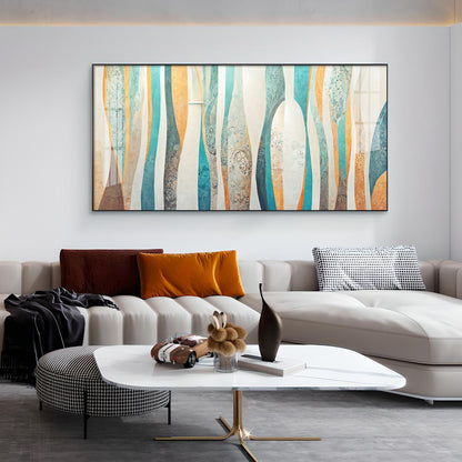 Abstract Colorfall Glass Finish Horizontal Wall Art